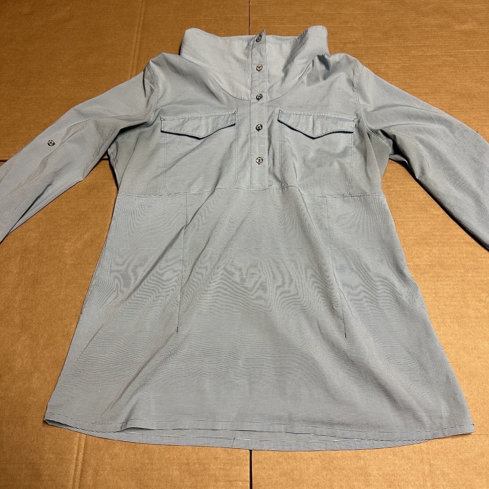 Mountain Hardwear Women's Citypass Long Sleeve Popover Blue Striped Shirt Large‎ - Picture 4 of 16